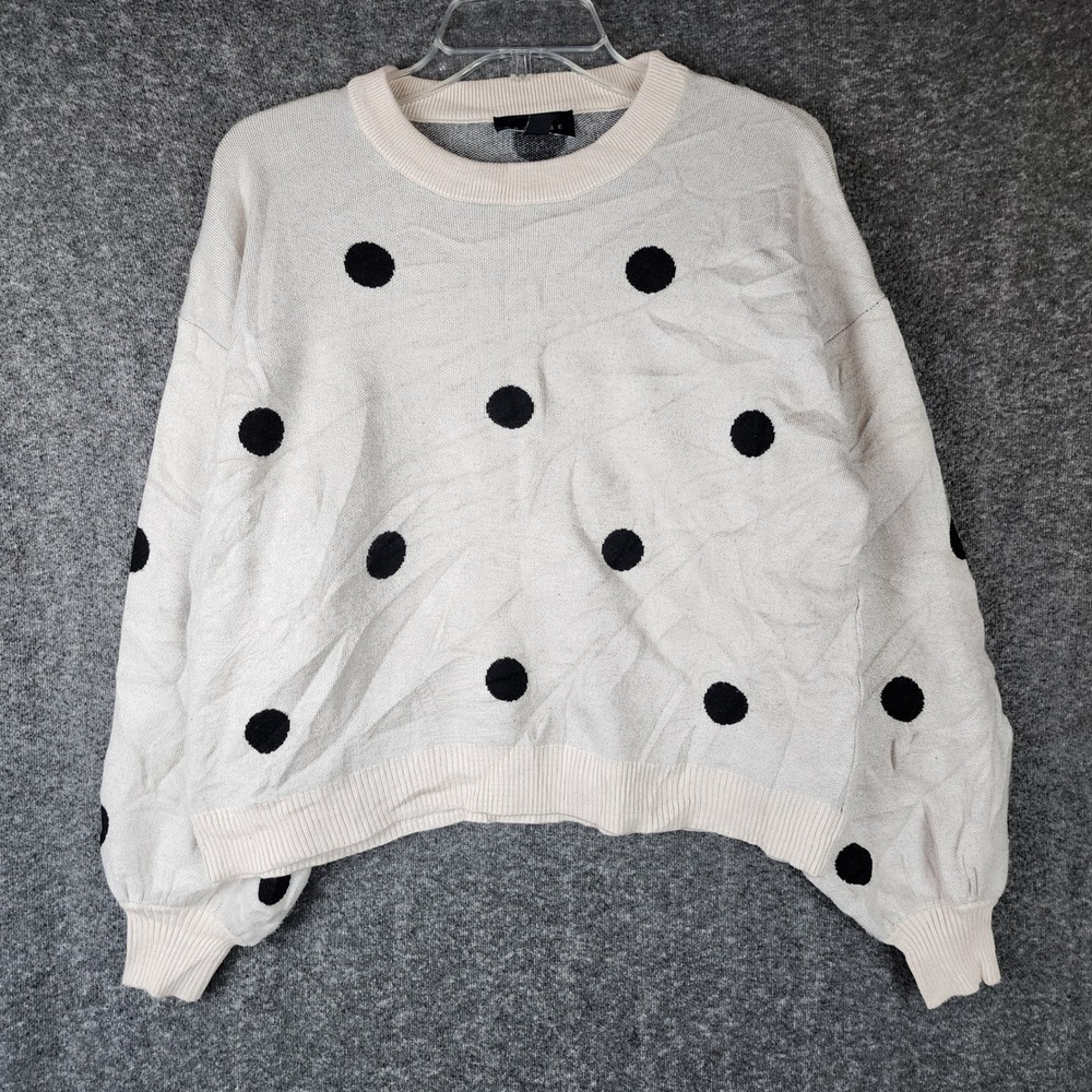 Premise Sweater Womens M Polka Dot Cream Black Knit Pullover EUC